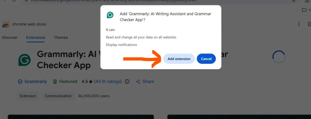How to Add Grammarly Extension to Chrome: step 4