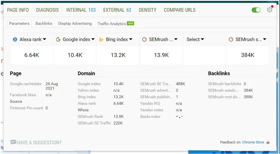 SEOquake geek flare