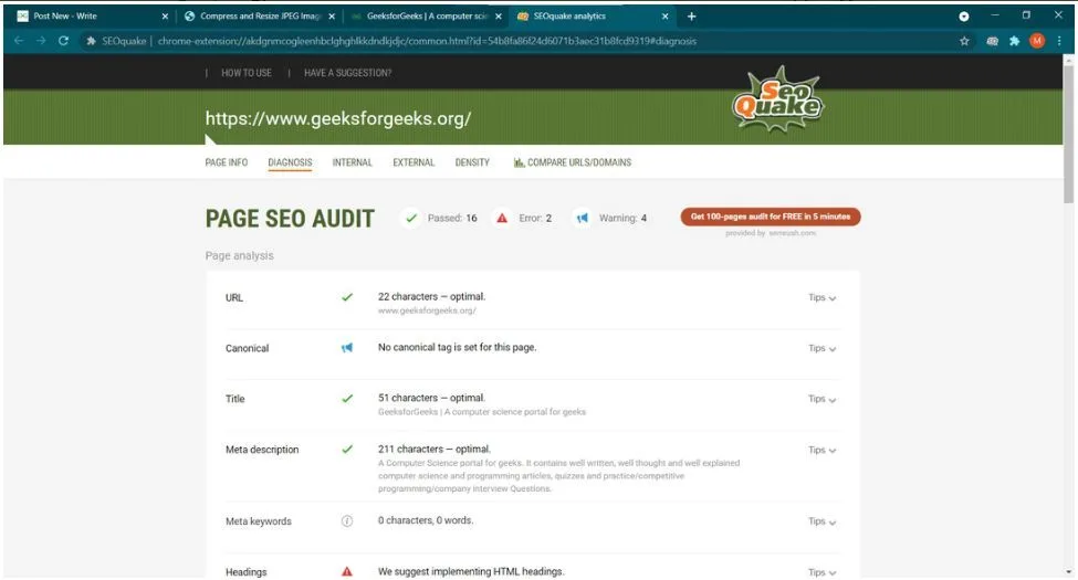 seoquake seo audit