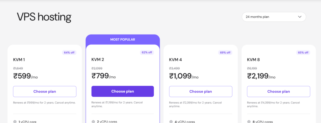 Hostinger VPS Pricing Plan